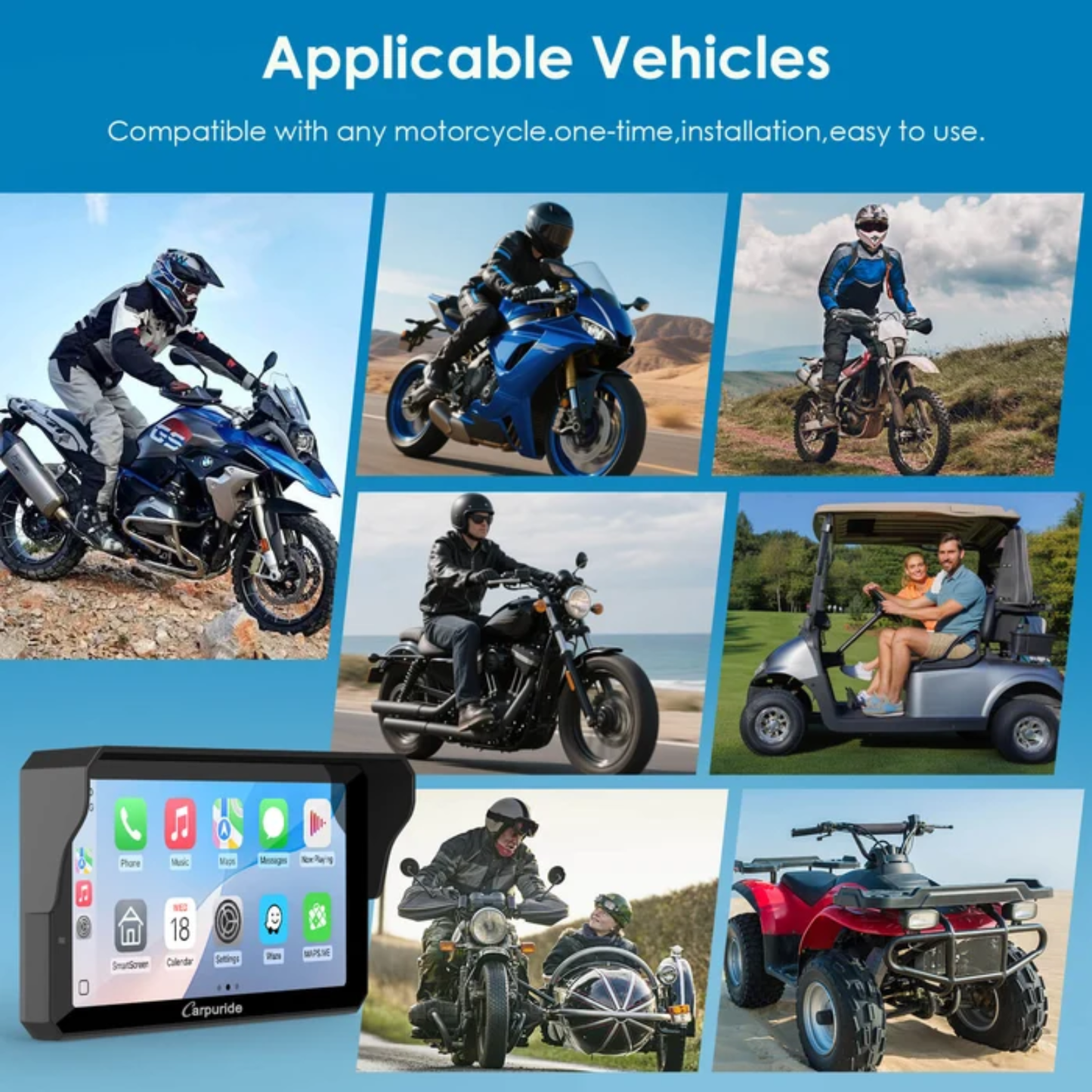 Carpuride W602S Pro 6-Inch Motorcycle CarPlay