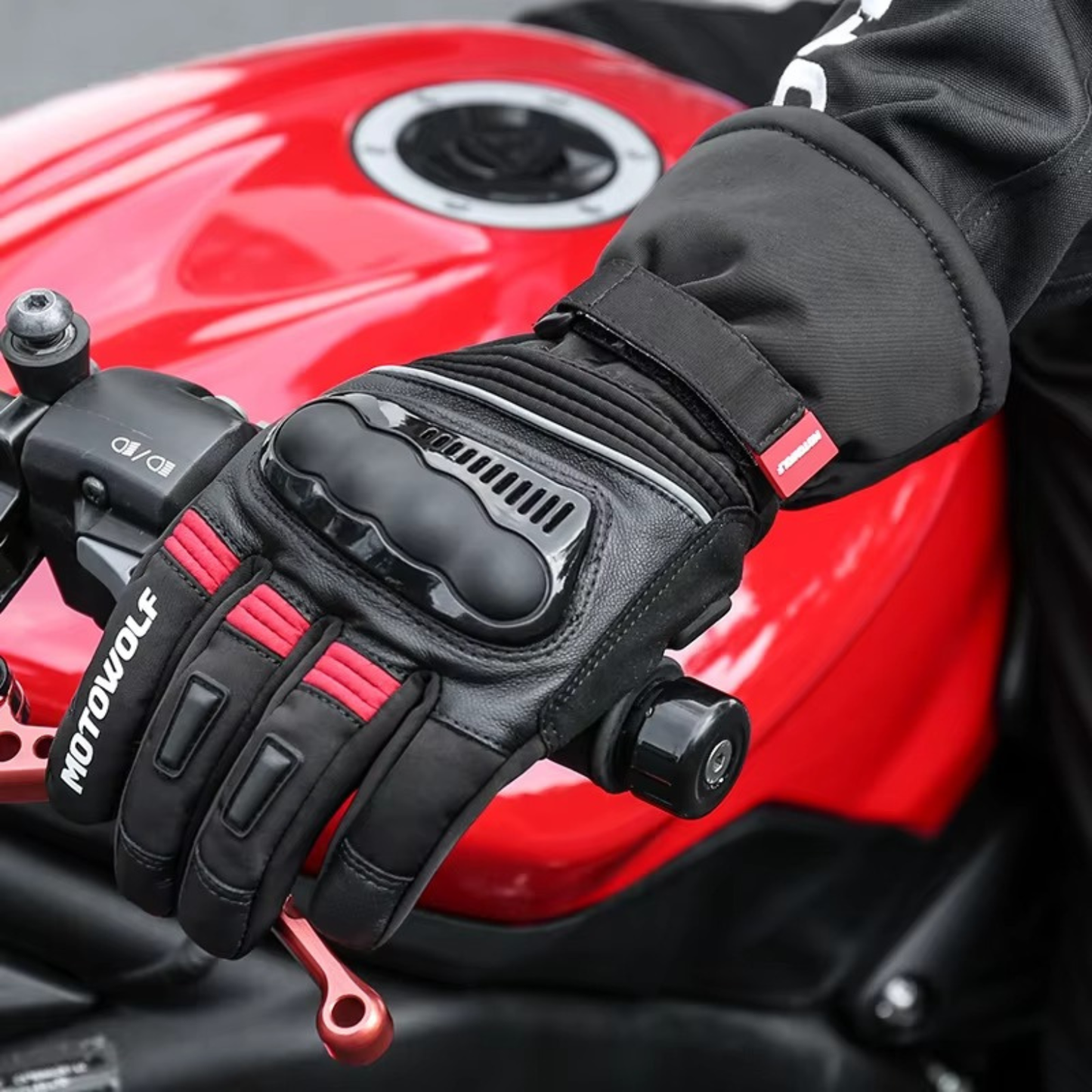 Motowolf Winter Motorcycle Gloves - MDL0318 - Black Red