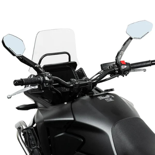Moto Arch Universal Carbon Fiber CNC Aluminium Alloy Adjustable Rear View Mirror - White Glass