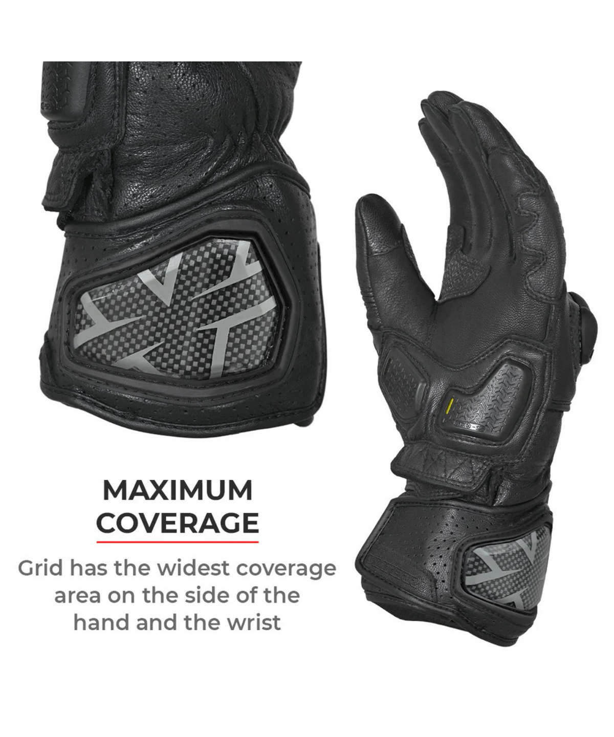 Viaterra Grid Full Gauntlet Motorcycle Riding Gloves - Fluorescent Green - Viaterra