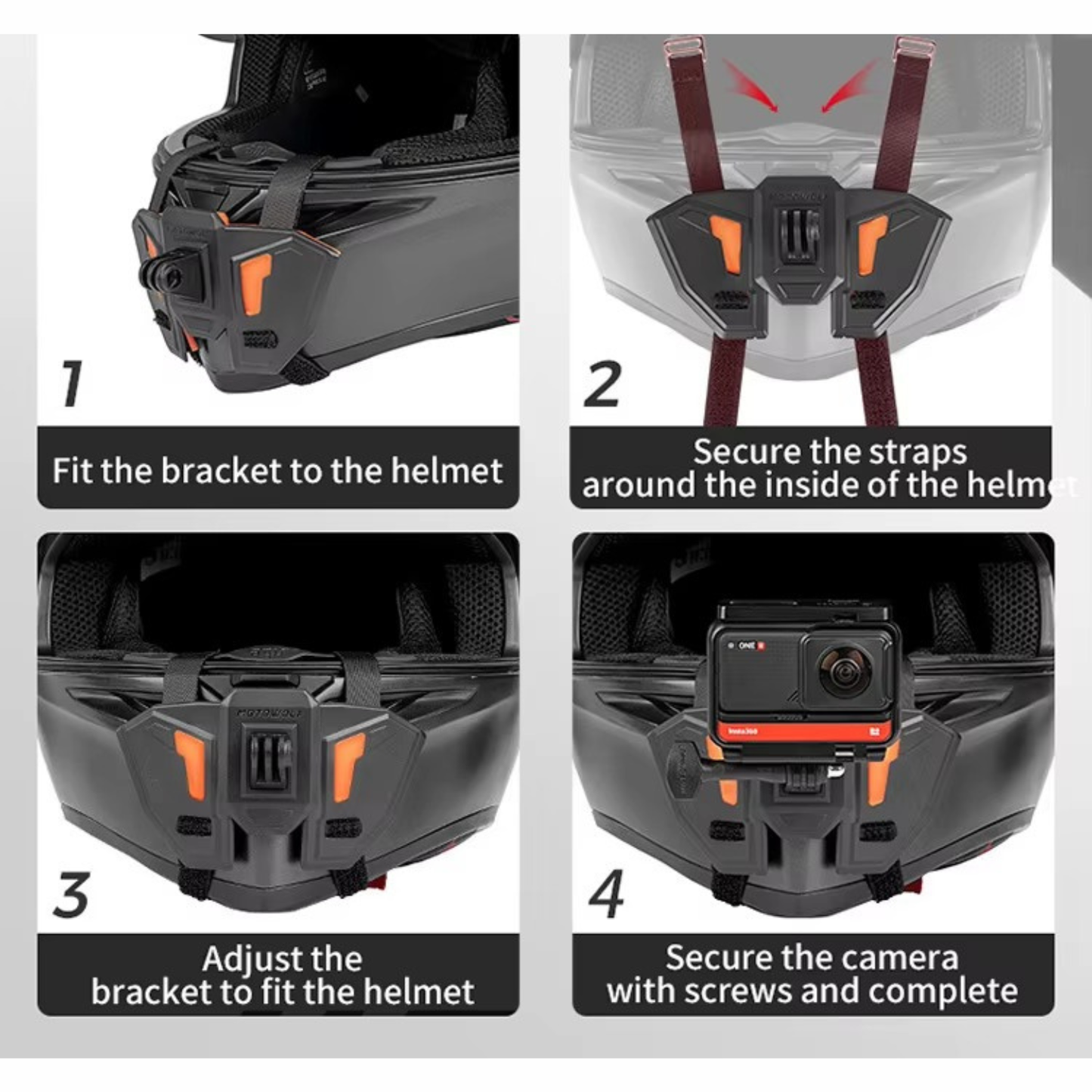 Motowolf Action Cam Helmet Chin Mount - Grey