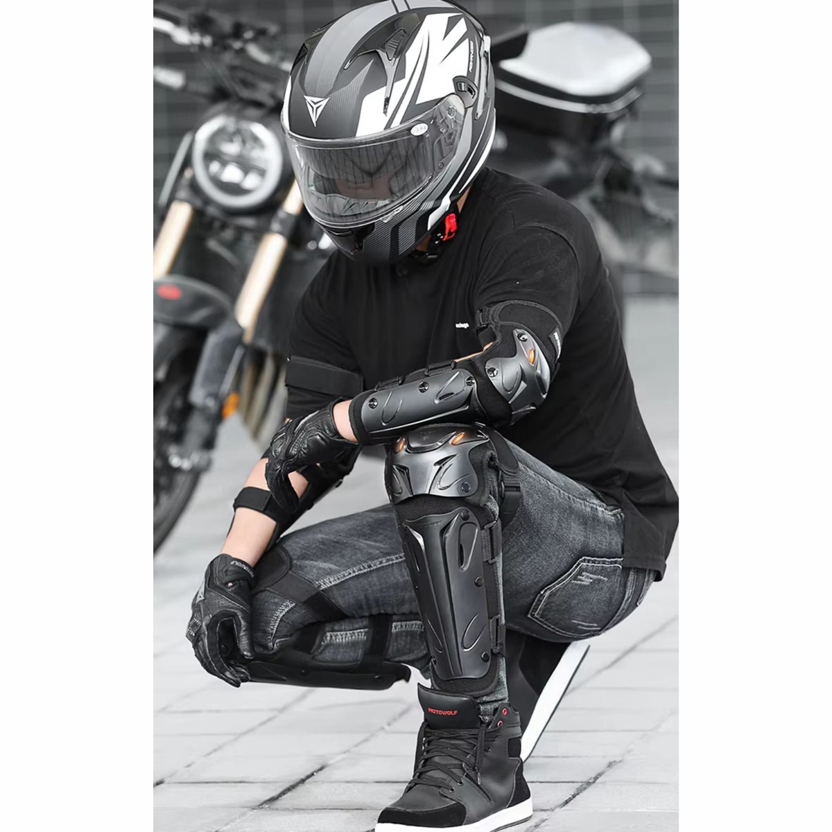 Motowolf Knee and Elbow Guard - MDL1010 - Black - Motowolf