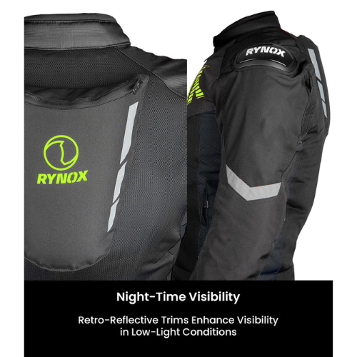 Rynox Delta GT Motorcycle Riding Jacket - Black Hi-Viz Green