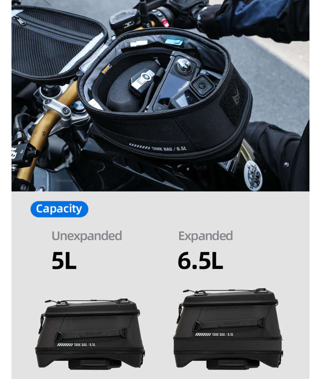 Rhinowalk Mechanic Series X Magnetic Tanklock Bag 5.6L - Black - MJX2011BK (Tanklock Ring Sold Separately)