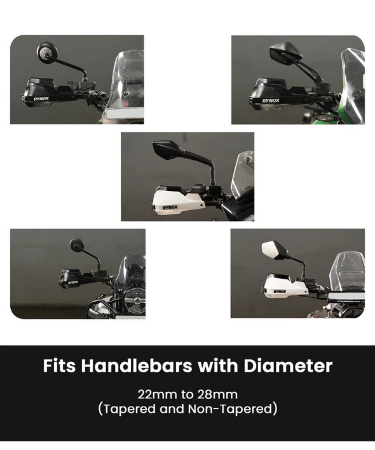 Rynox Defender Pro Hand Gurads - White Black - Rynox