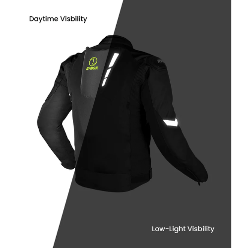 Rynox Delta GT Motorcycle Riding Jacket - Black Hi-Viz Green