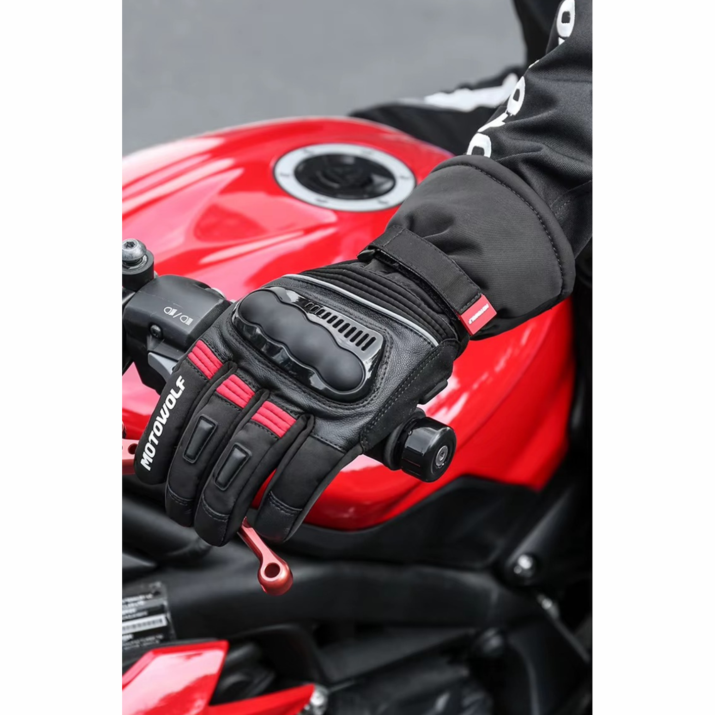 Motowolf Winter Motorcycle Gloves - MDL0318 - Black Red