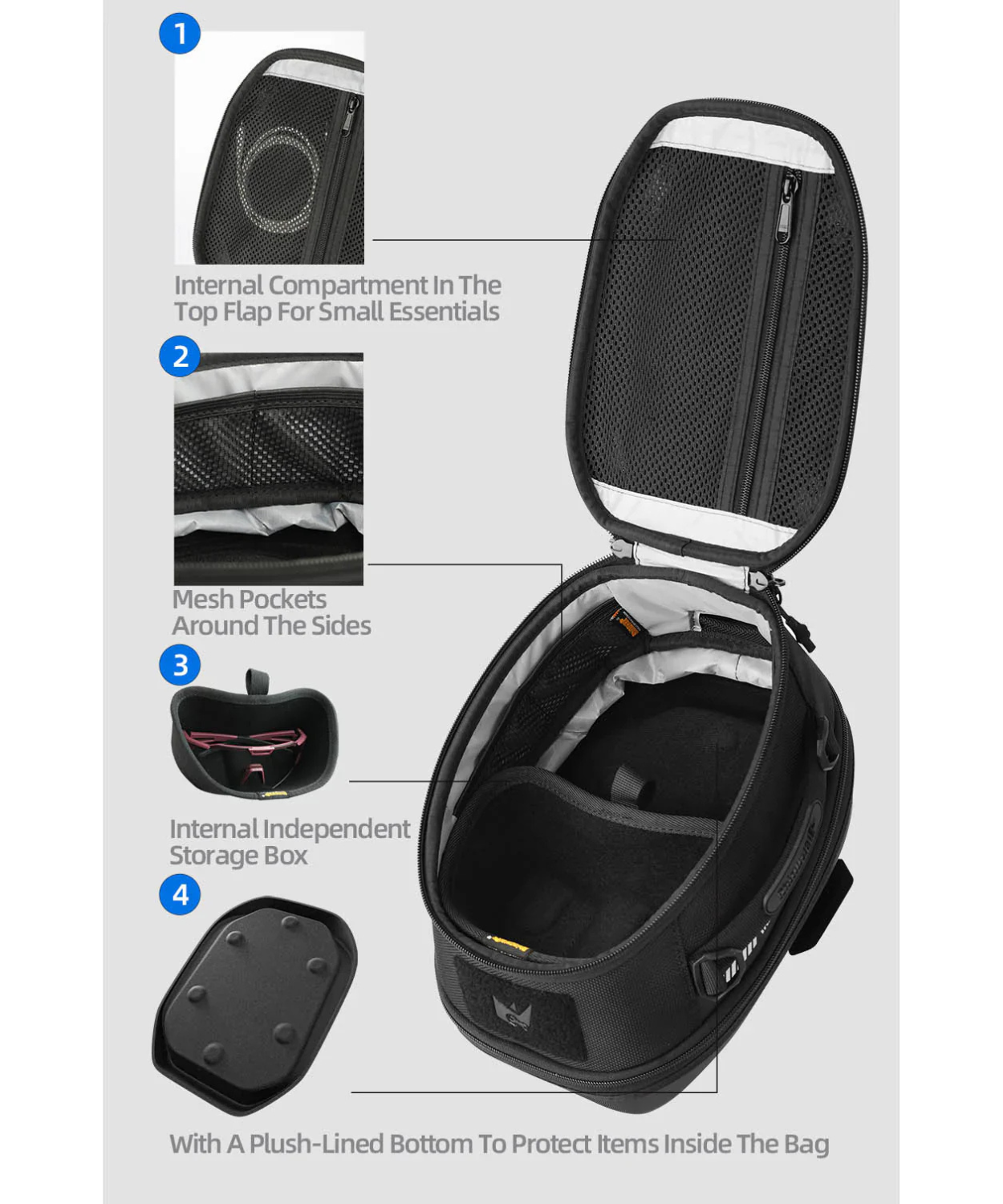 Rhinowalk Mechanic Series X Magnetic Tanklock Bag 5.6L - Black - MJX2011BK (Tanklock Ring Sold Separately)