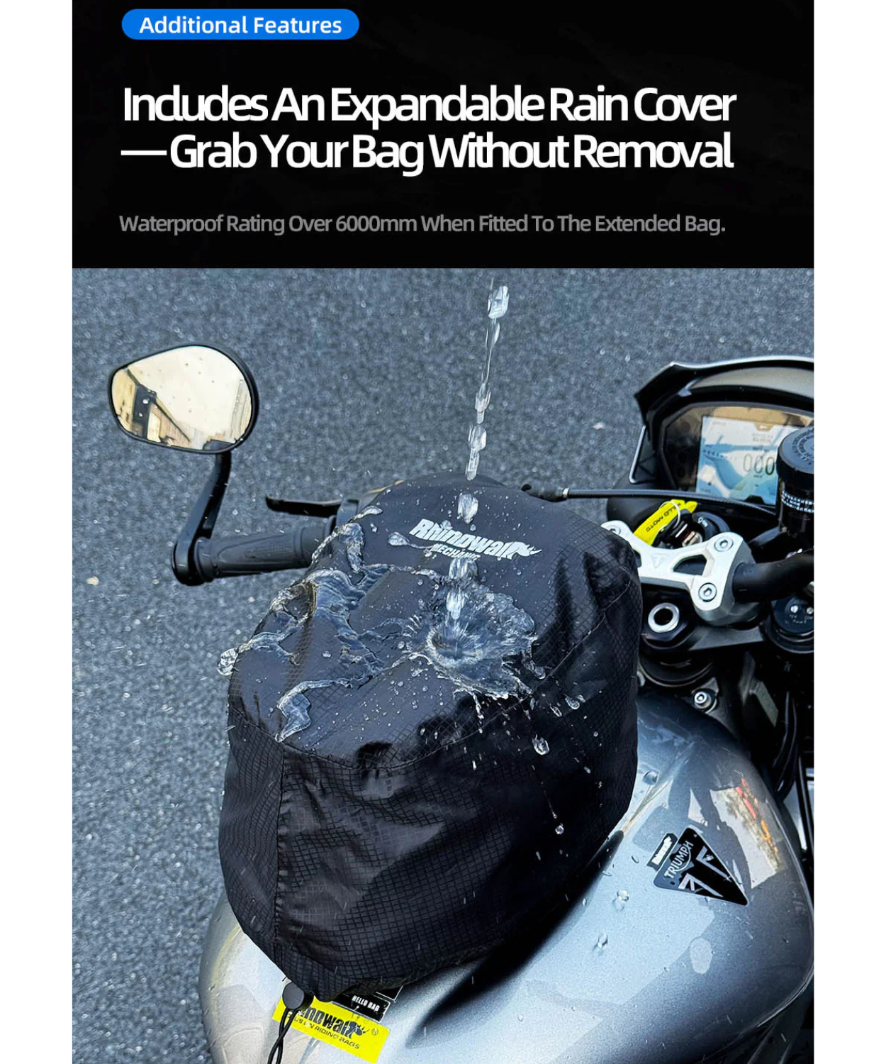 Rhinowalk Mechanic Series X Magnetic Tanklock Bag 5.6L - Black - MJX2011BK (Tanklock Ring Sold Separately)