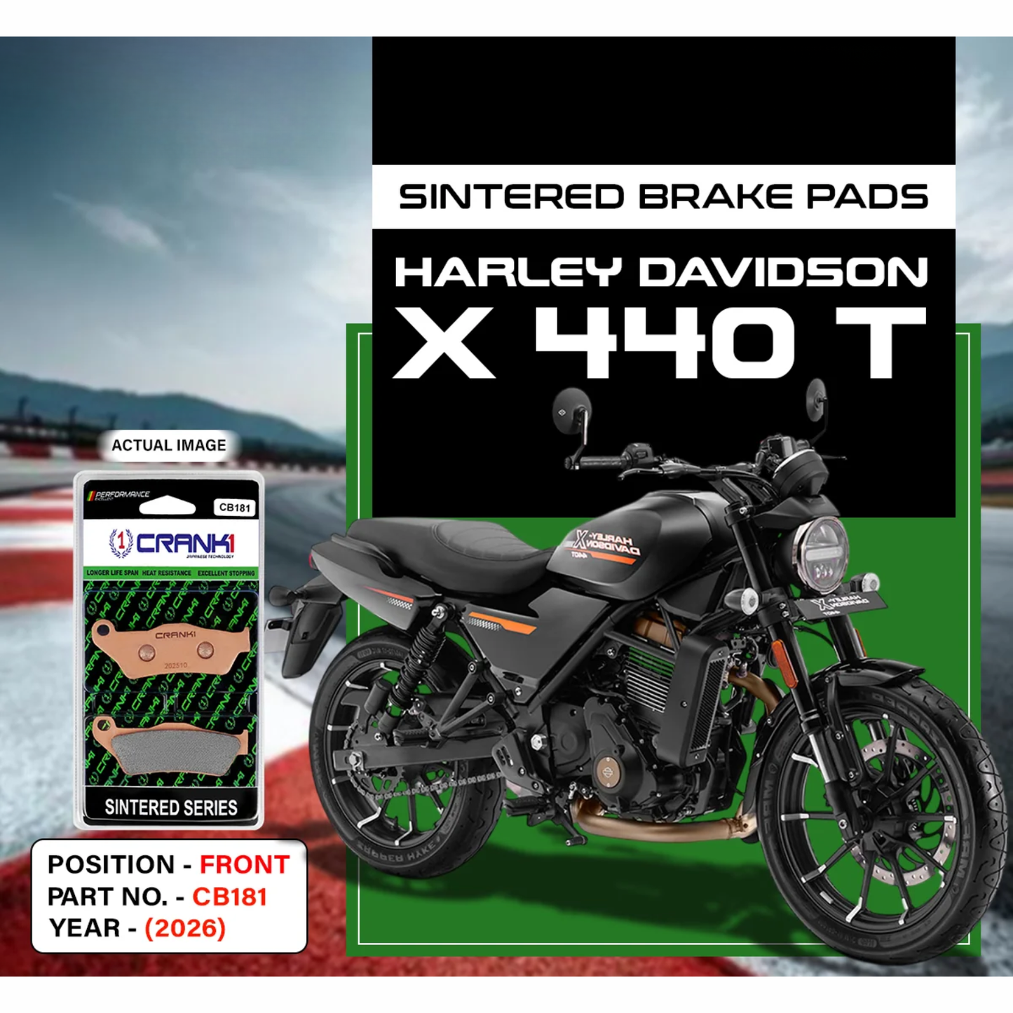 Crank1 Sintered Brake Pads for Harley Davidson X 440 T (2026)