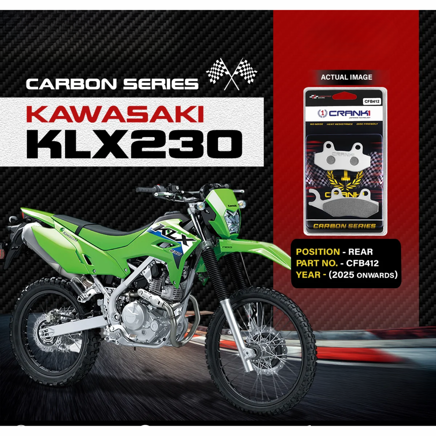 Crank1 Kawasaki KLX230 (2025 Onwards) Carbon Brake Pads