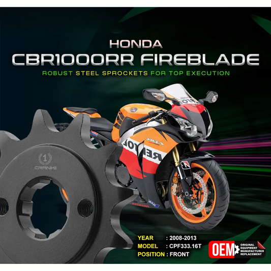 Crank1 Honda CBR 1000RR Fireblade (2008-2013) Performance Motorcycle Sprocket - Black - CPF333.16T