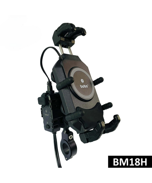 BOBO BM18H Pro Bike Handlebar Anti-Vibration with Fast 15W Wireless Charger & USB-C Charging Module