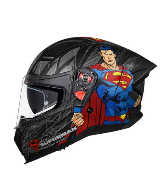 Studds Helios Superman Edition Graphics Helmet - Gloss Black Blue N1