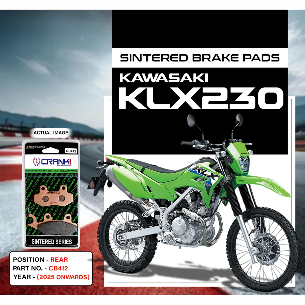 Crank1 Kawasaki KLX230 (2025 Onwards) Sintered Brake Pads