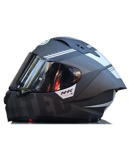NHK GP R Tech Street Undisputed Helmet - Gloss Black Silver