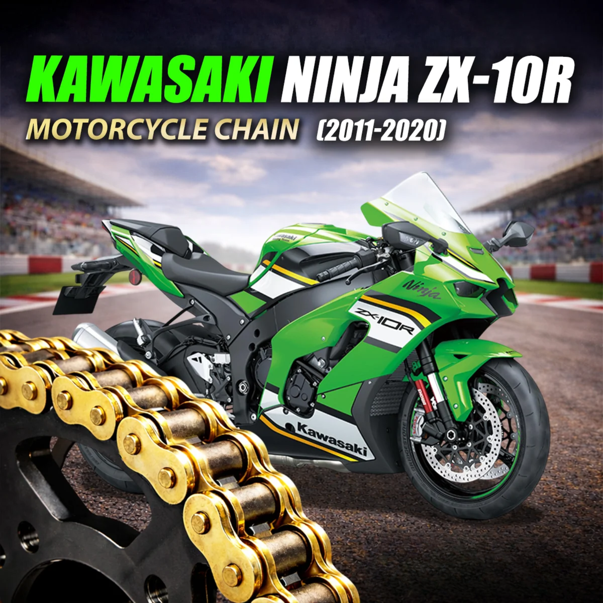 Crank1 Kawasaki Ninja ZX-10R (2011-2020) 525 Pitch ZVM-X 114L Chain - Gold