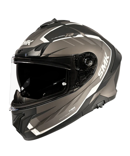 SMK Typhoon Aerot GRPS GL266 Full Face Helmet - Gloss Black Grey