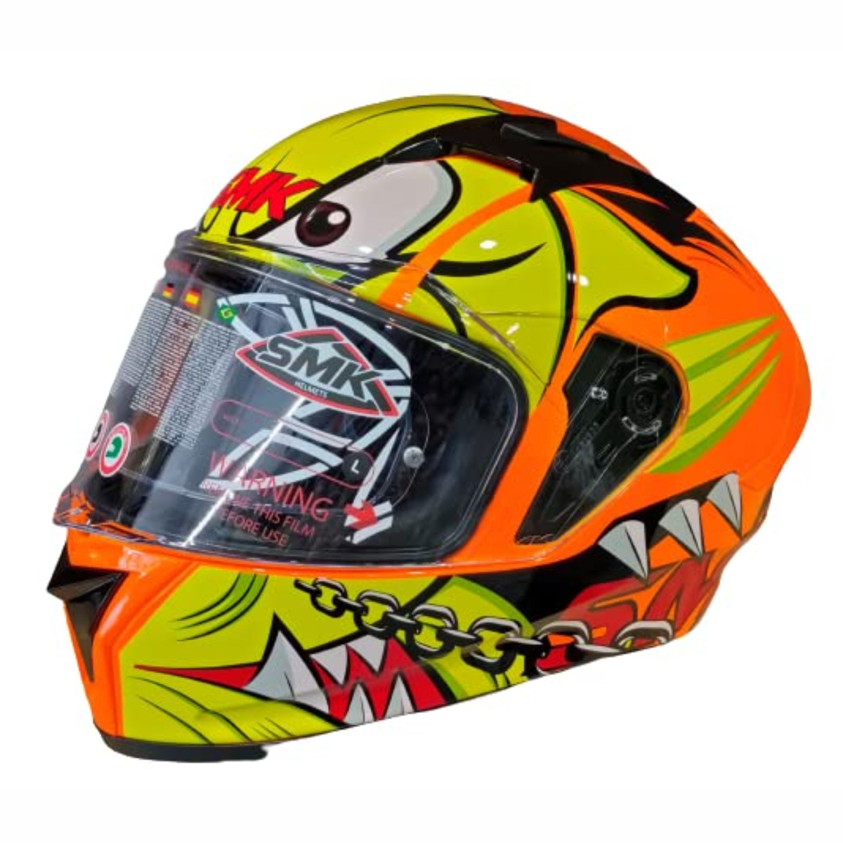 SMK Stellar Monster GL743 Yellow Orange Helmet - SMK