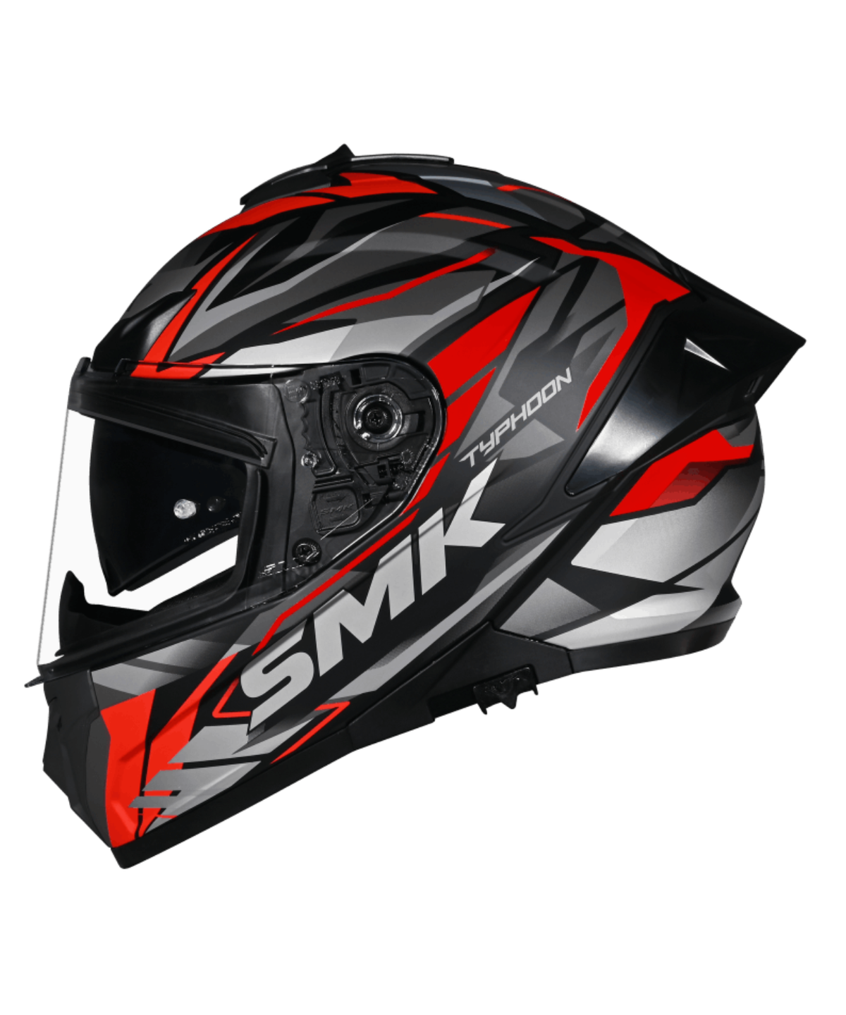 SMK Typhoon Rival GRPS GL263 Full Face Helmet - Gloss Black Grey Red - SMK