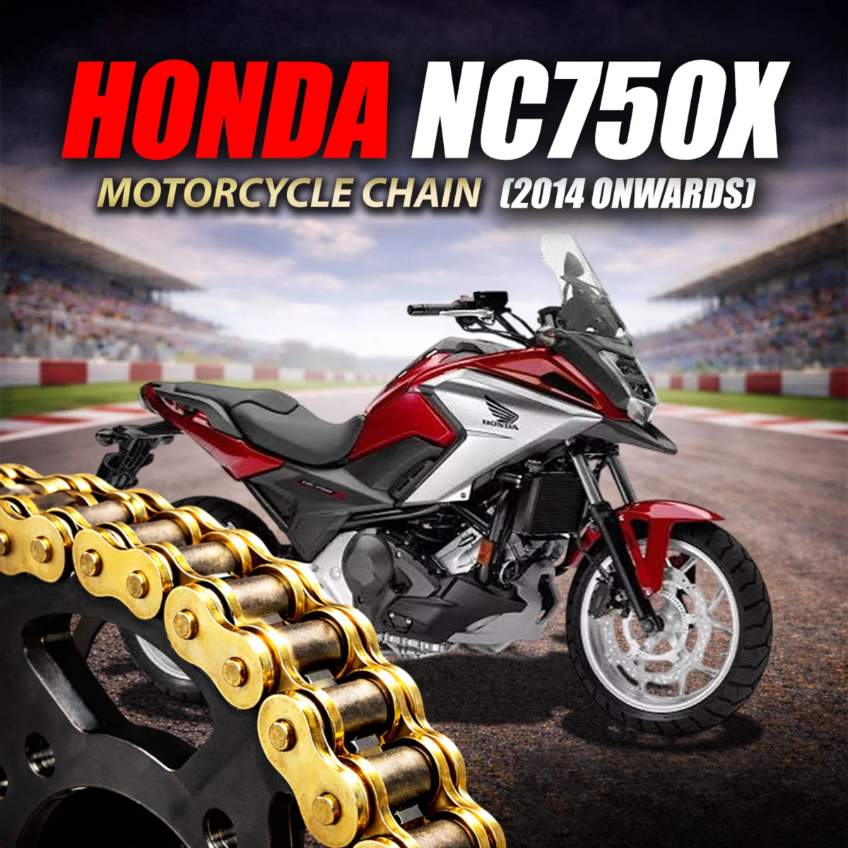 Crank1 Honda NC750X (2014 Onwards) 520 Pitch ZVM-X 112L Chain - Gold