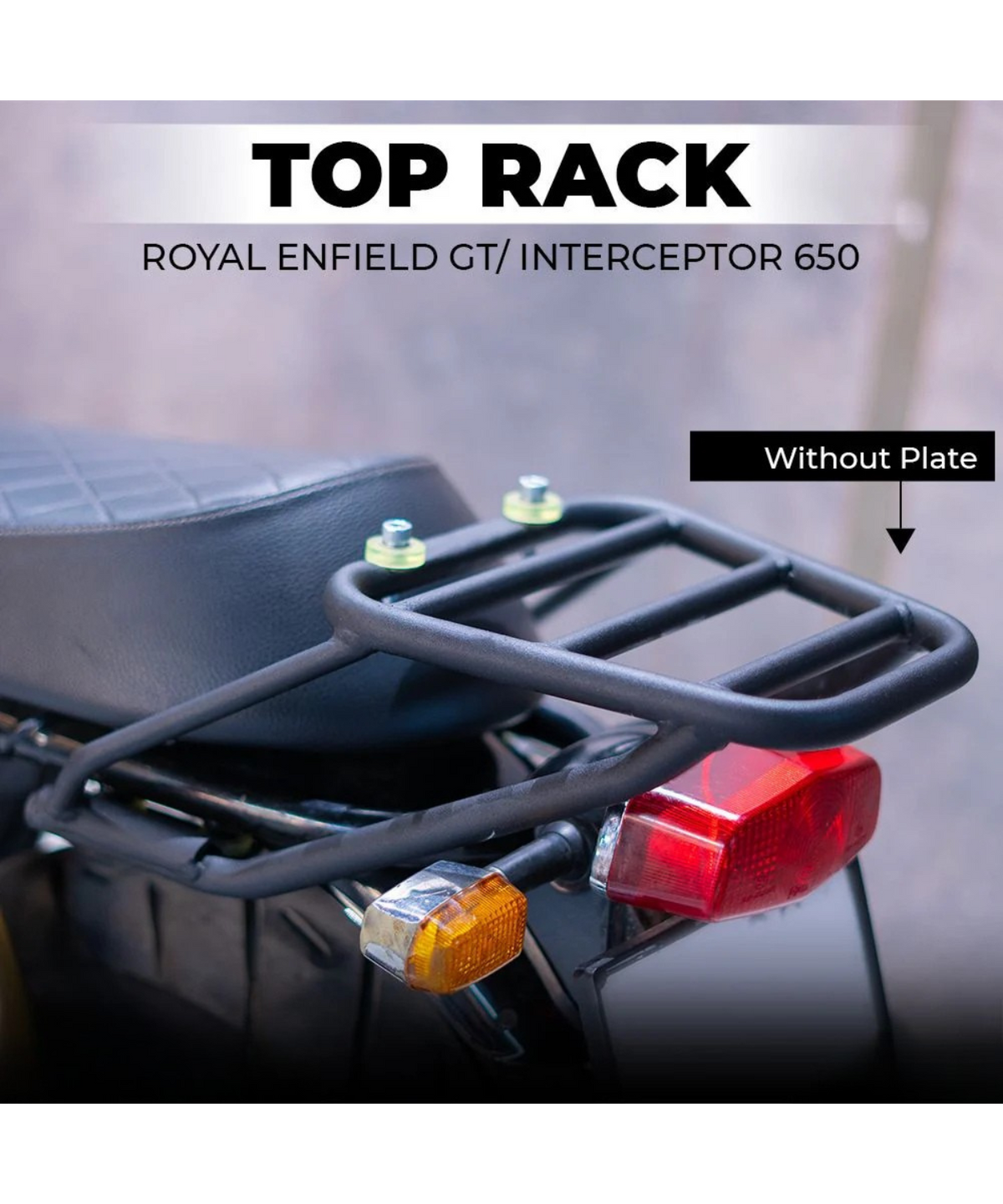 Zana Royal Enfield Interceptor 650 / Continental GT 650 Top Rack MS without Plate Compatible with Pillion Backrest