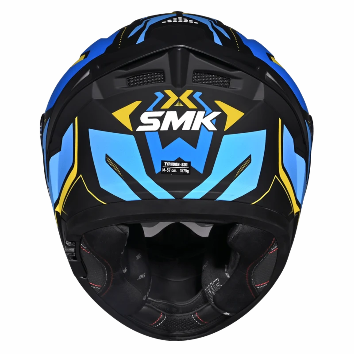 SMK Typhoon Azonix GRPS GL254 Full Face Helmet - Gloss Black Blue Yellow - SMK