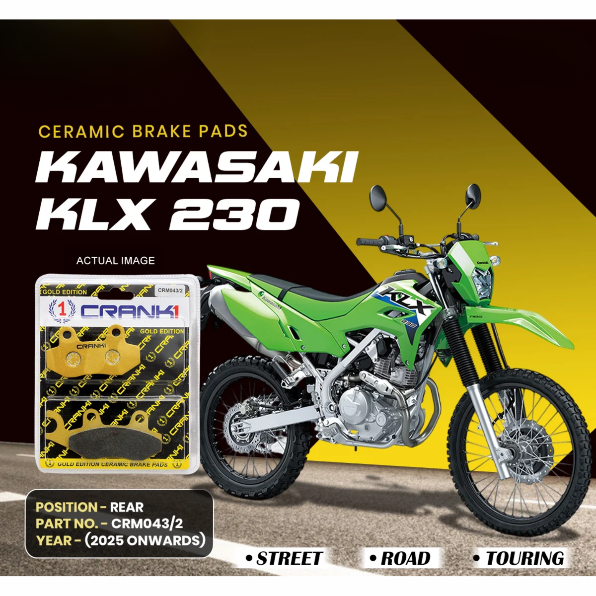 Crank1 Kawasaki KLX230 (2025 Onwards) Ceramic Brake Pads