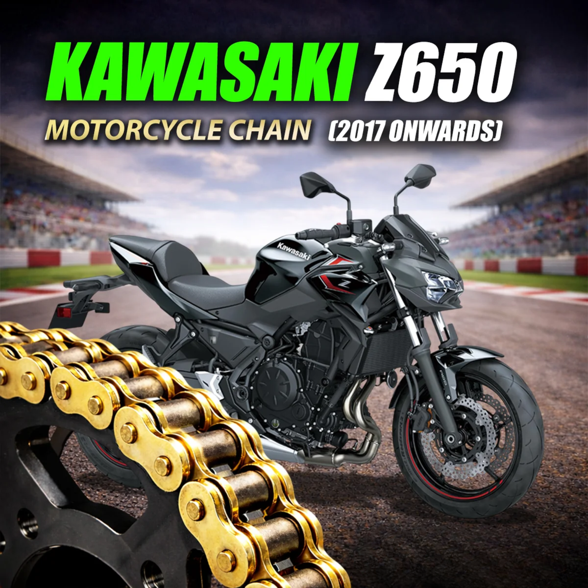 Crank1 Kawasaki Ninja 650 (2017 Onwards) 520 Pitch ZVM-X 114L Chain - Gold