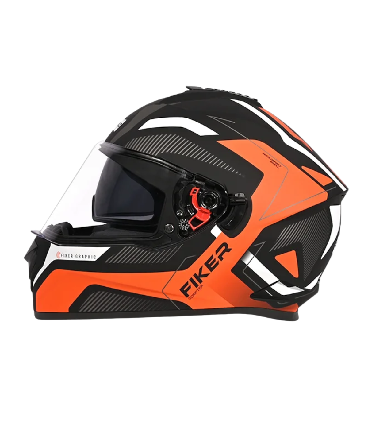Studds Drifter D5 Fiker Decor Graphics Helmet - Matt Black Orange N10 - Studds