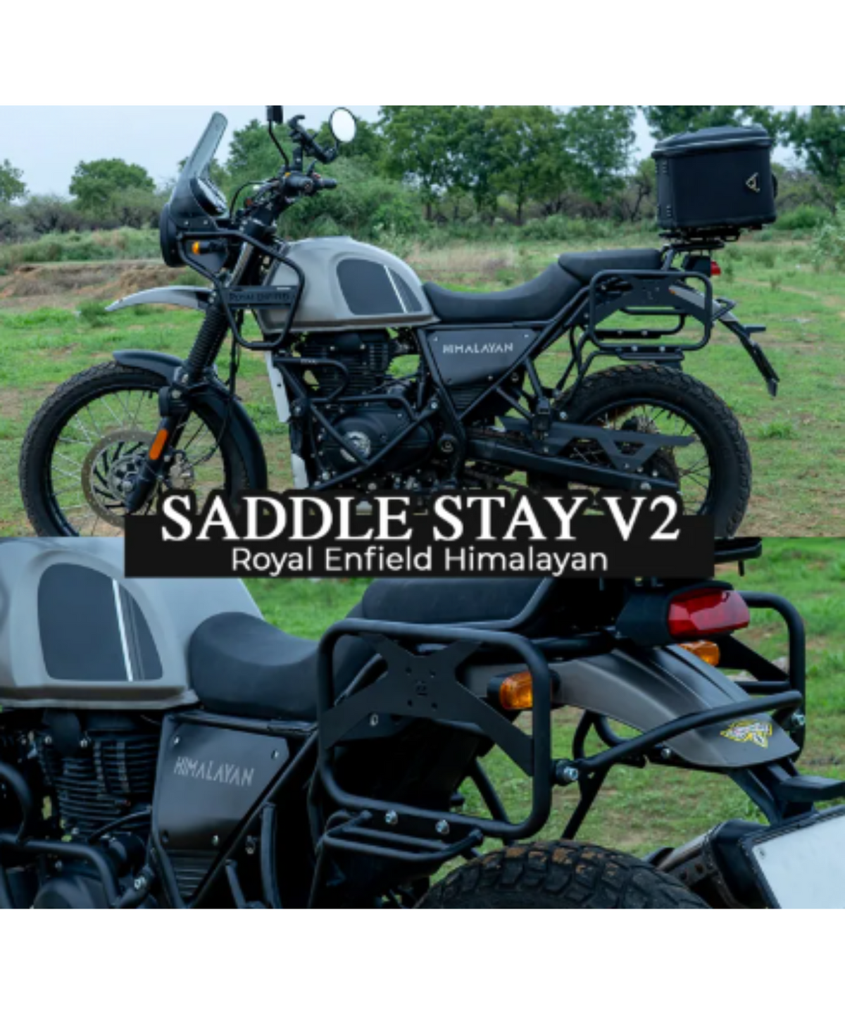 Zana Royal Enfield Himalayan 411 / Scram 411 Saddle Stay V-2 with Exhaust Shield with Jerry Can Mount - ZI-8133 - Zana