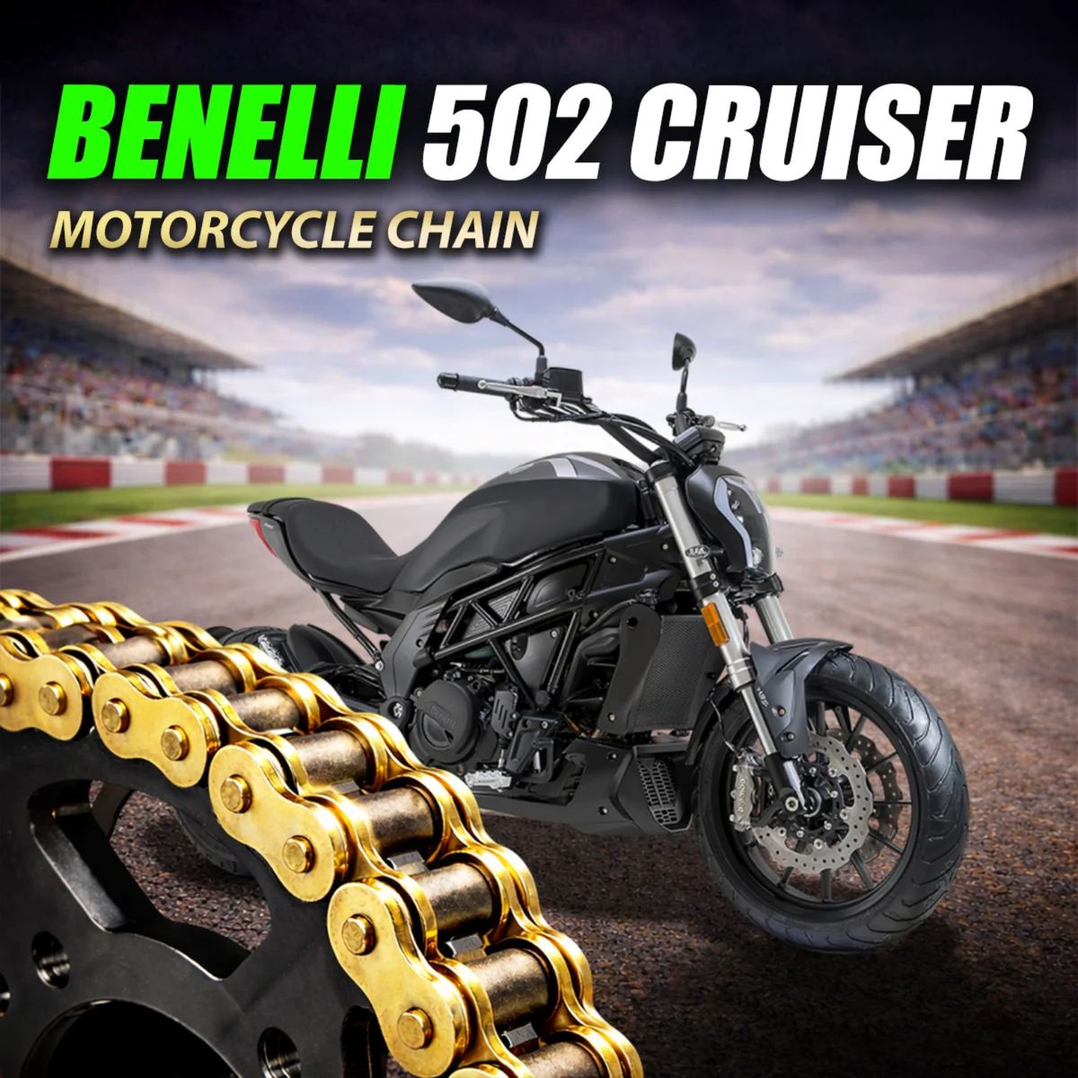 Crank1 Benelli 502 Cruiser 525 Pitch ZVM-X 116L Chain - Gold