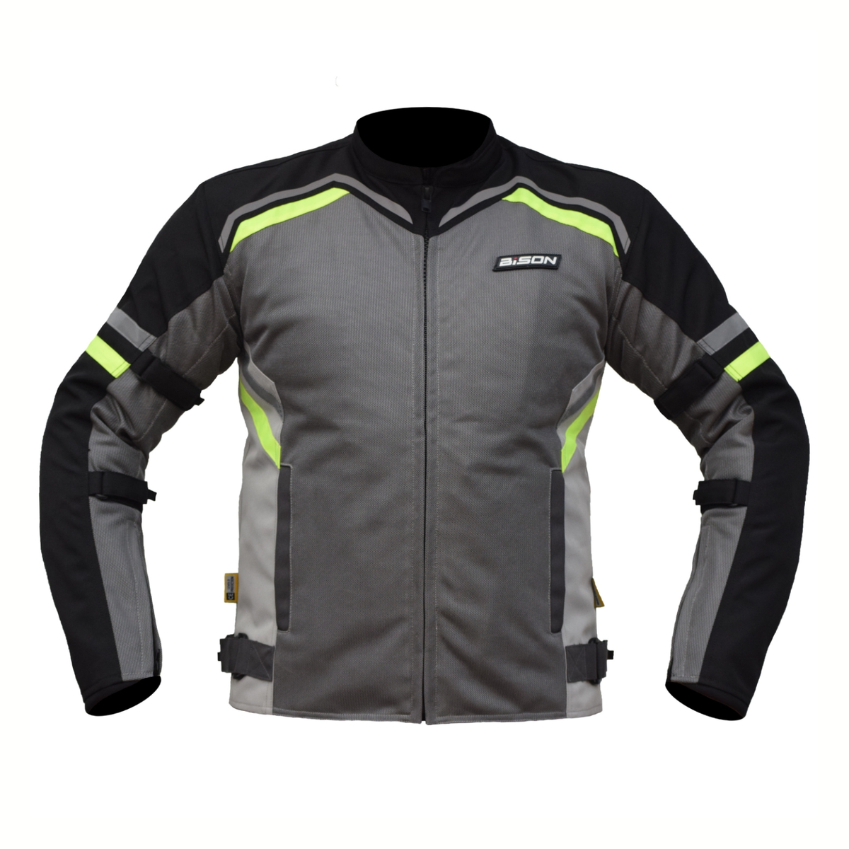 Bison ProGear Raptor V.2 Riding Jacket - Grey Hiviz Green