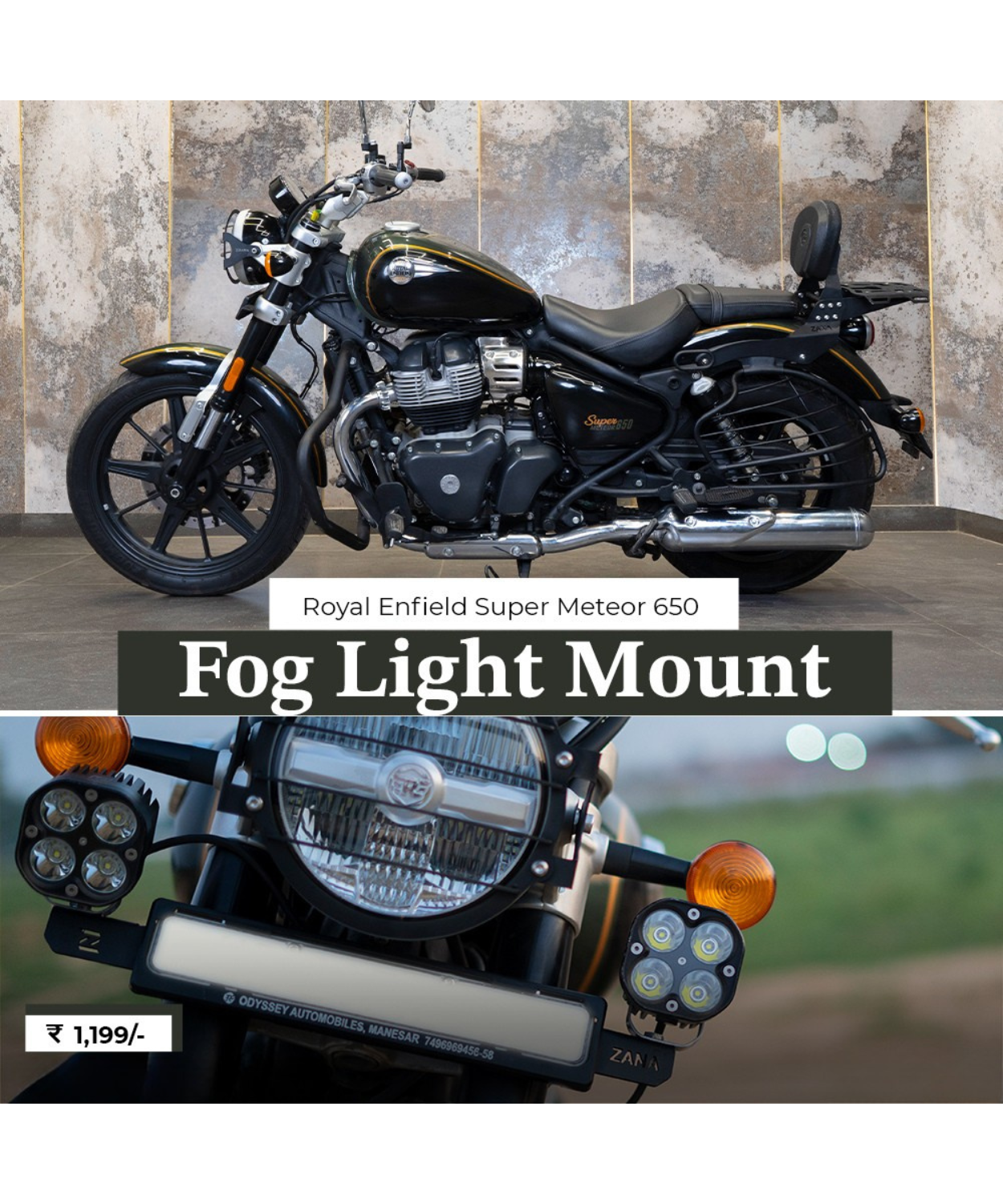 Zana Fog Light Mount for Royal Enfield Super Meteor 650 - ZI-8354