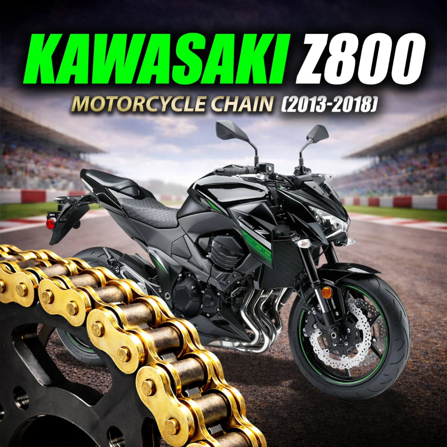 Crank1 Kawasaki Z800 (2013-2018) 520 Pitch ZVM-X 114L Chain - Gold