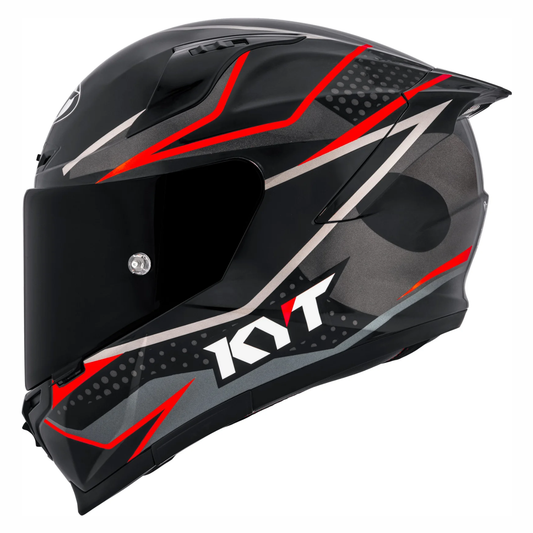 KYT Striker SV Davo Replica Helmet - Gloss Black Red Fluro