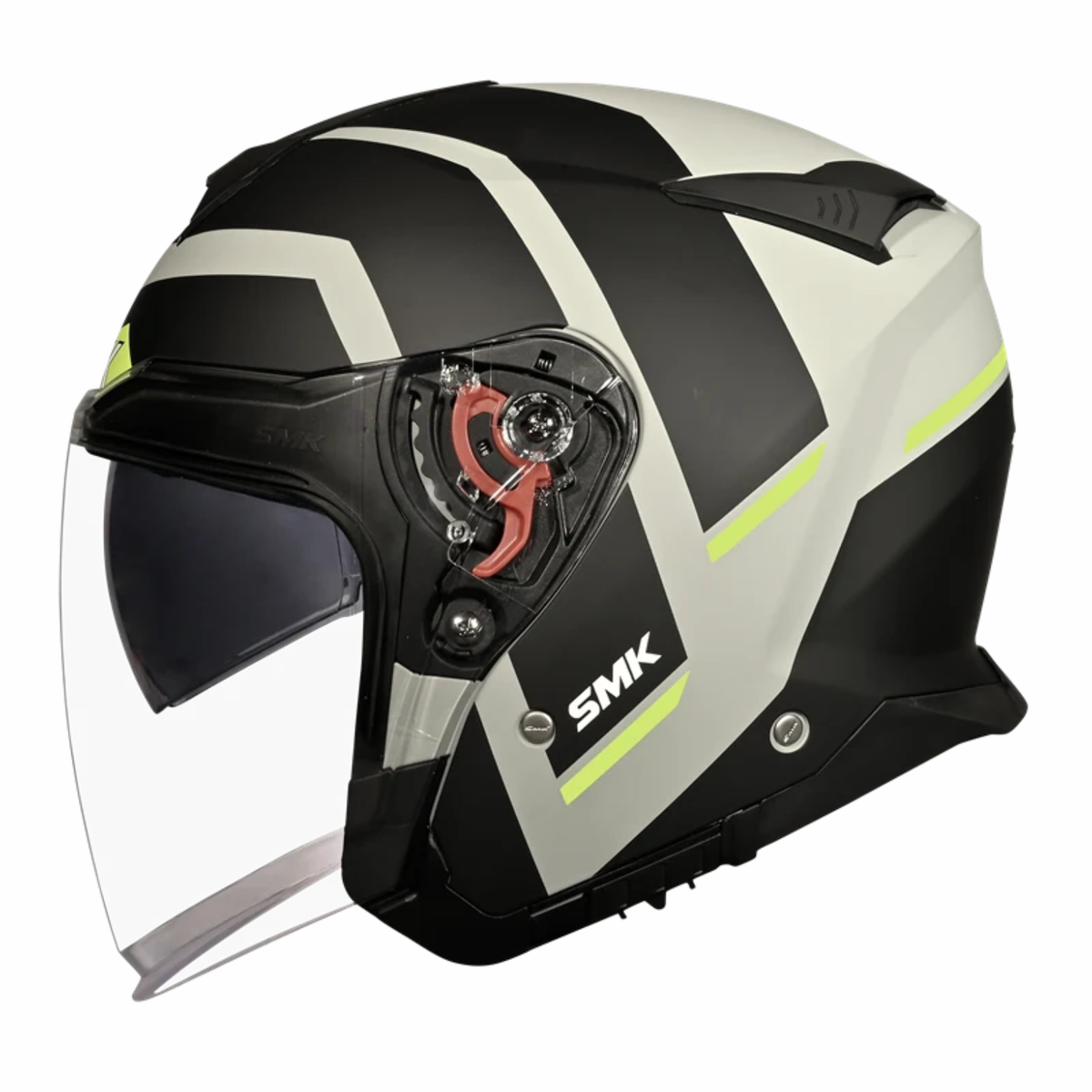 SMK GTJ Rover GRPS MA624 Half Face Helmet - Matt Grey Black Hiviz - SMK
