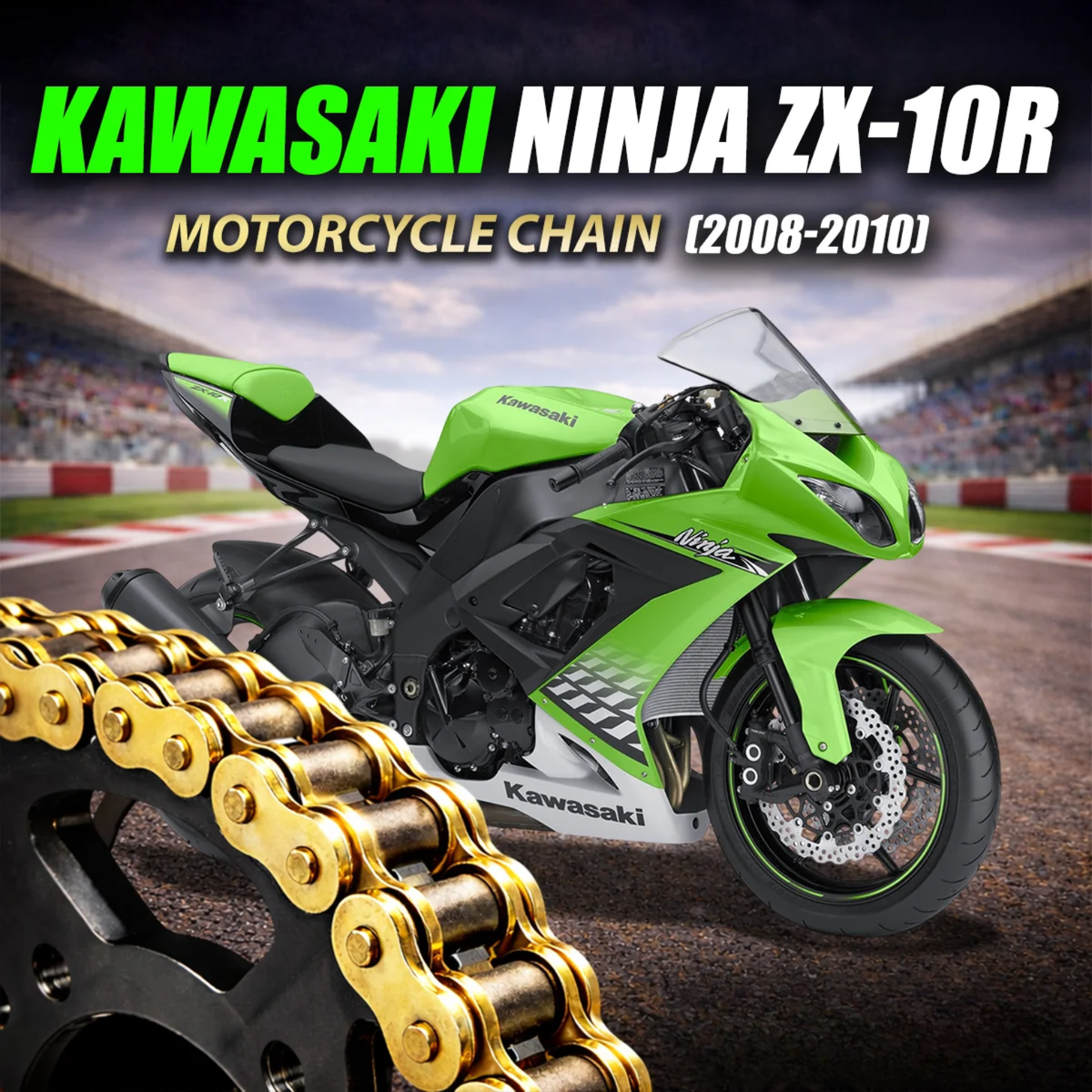 Crank1 Kawasaki Ninja ZX-10R (2008-2010) 525 Pitch ZVM-X 110L Chain - Gold