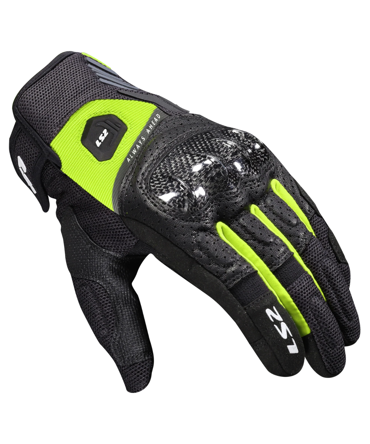 LS2 Atom Man Riding Gloves - Black Hi-viz Yellow