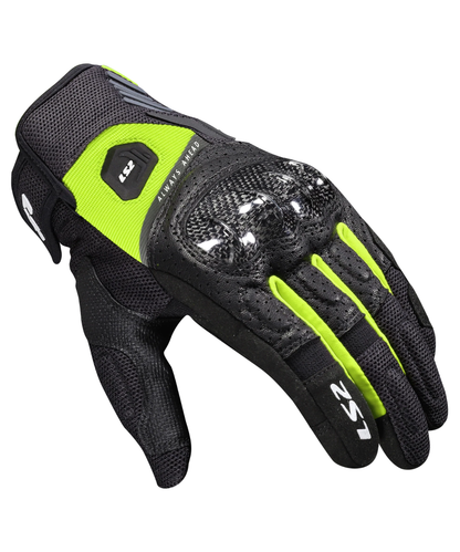 LS2 Atom Man Riding Gloves - Black Hi-viz Yellow
