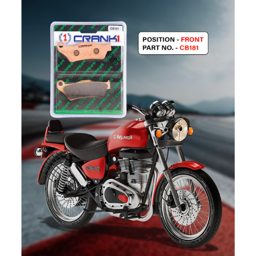 Crank1 Fully Sintered H2 Series Brake Pads for Royal Enfield Thunderbird 350/500 (2013 Onwards)