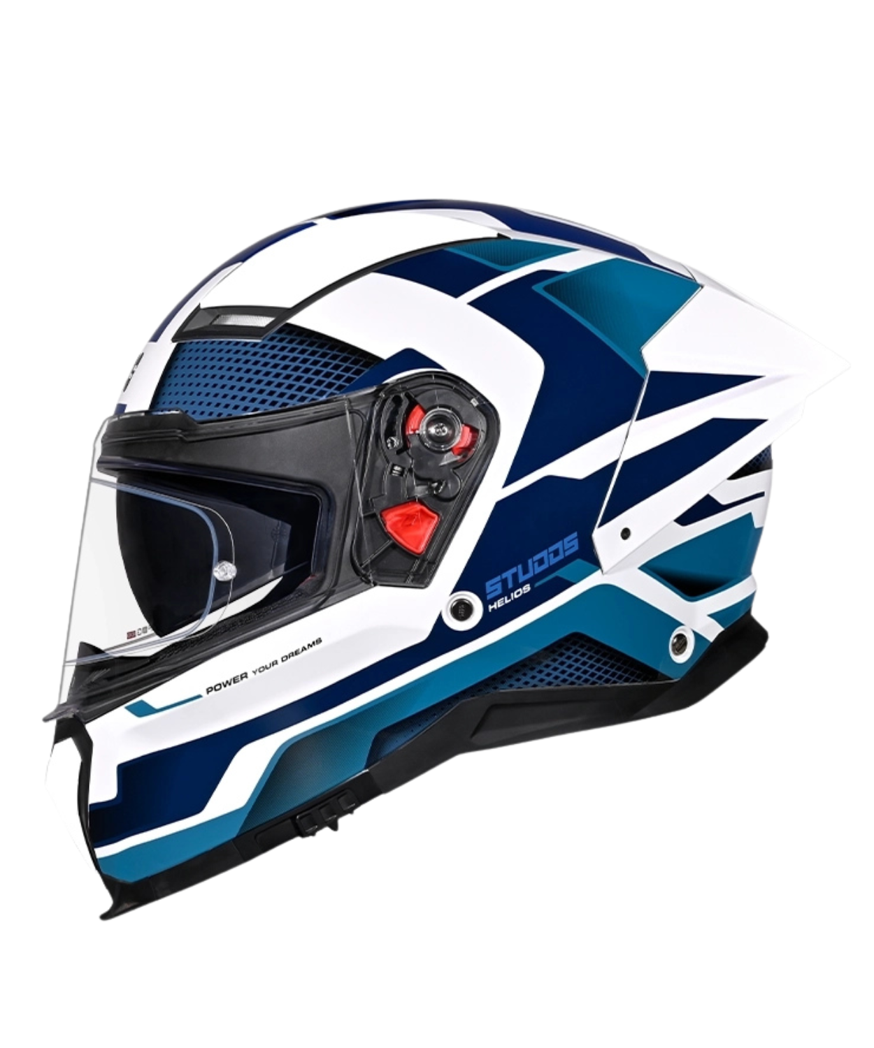 Studds Helios D1 Asphalt Decor Graphics Helmet - Gloss White Blue N1
