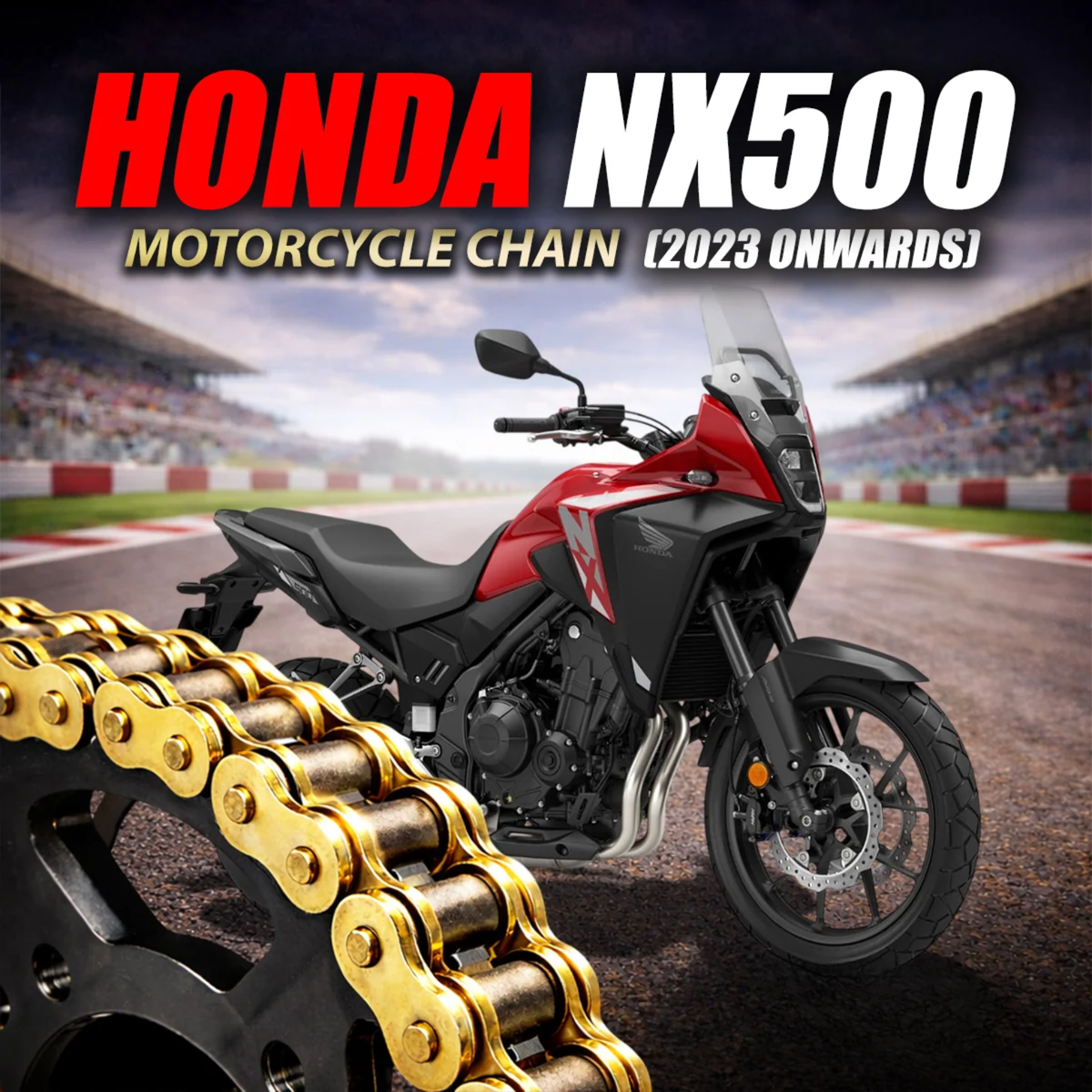 Crank1 Honda NX500 (2023 Onwards) 520 Pitch ZVM-X 112L Chain - Gold