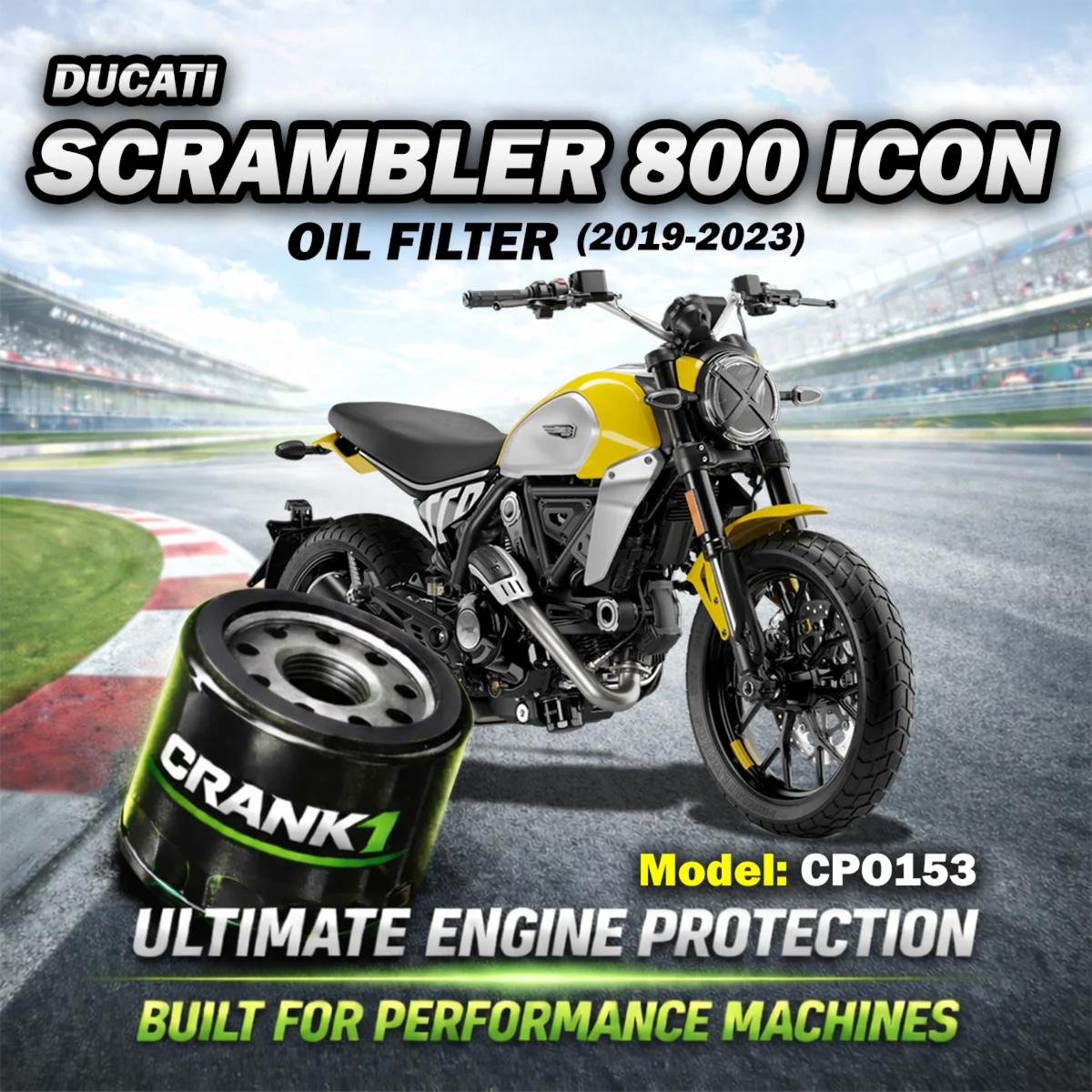 Crank1 Ducati Scrambler 800 Icon (2019-2023) Performance Oil Filter - CPO-153 - Crank 1
