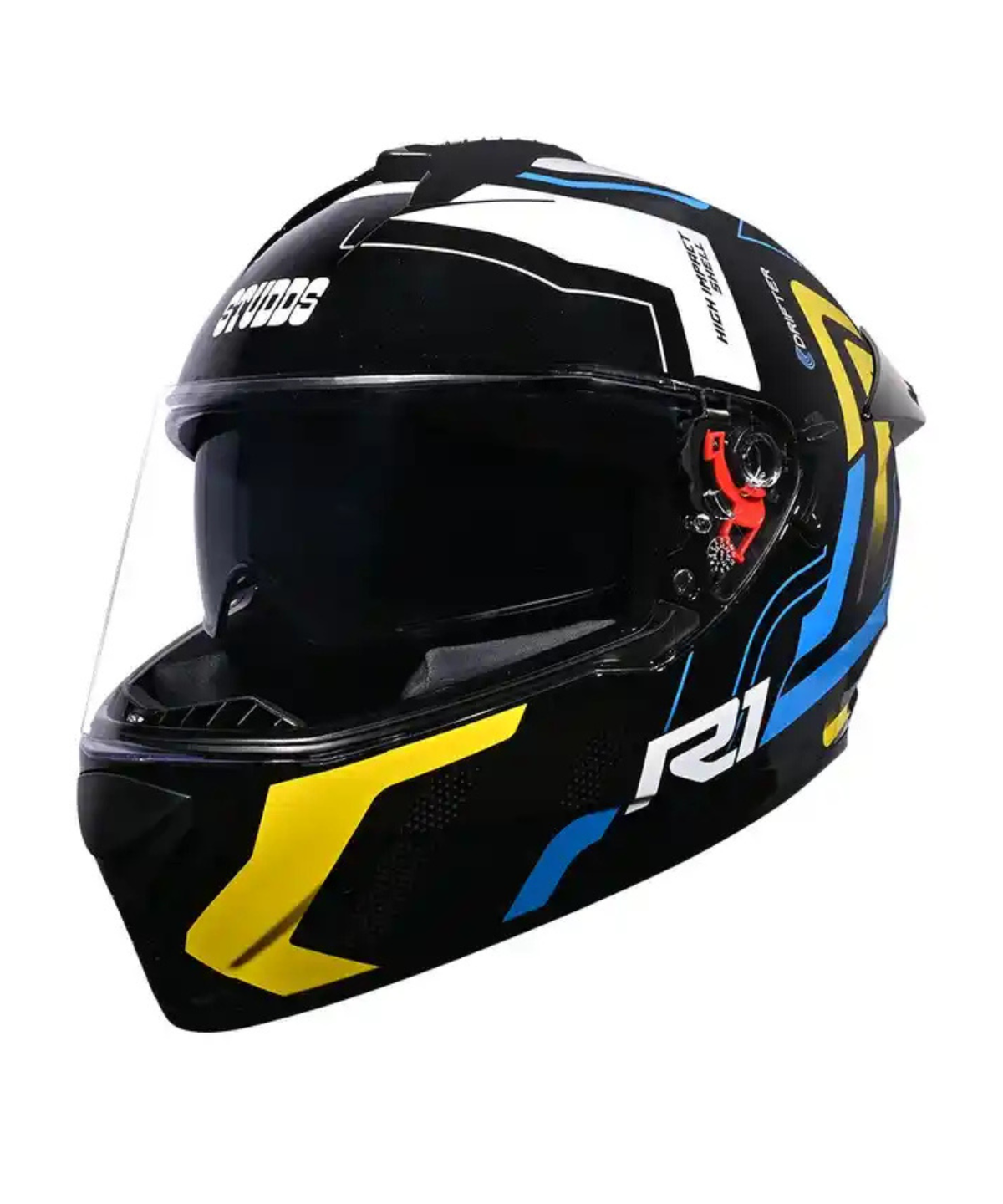 Studds Drifter D4 R1 Decor Graphics Helmet - Gloss Black Yellow White N6 - Studds