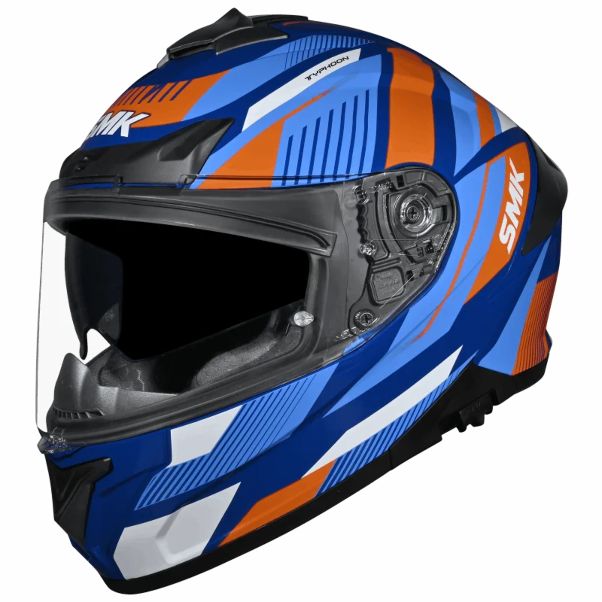 SMK Typhoon Sparko GRPS GL557 Ful Face Helmet - Gloss Blue Orange White - SMK