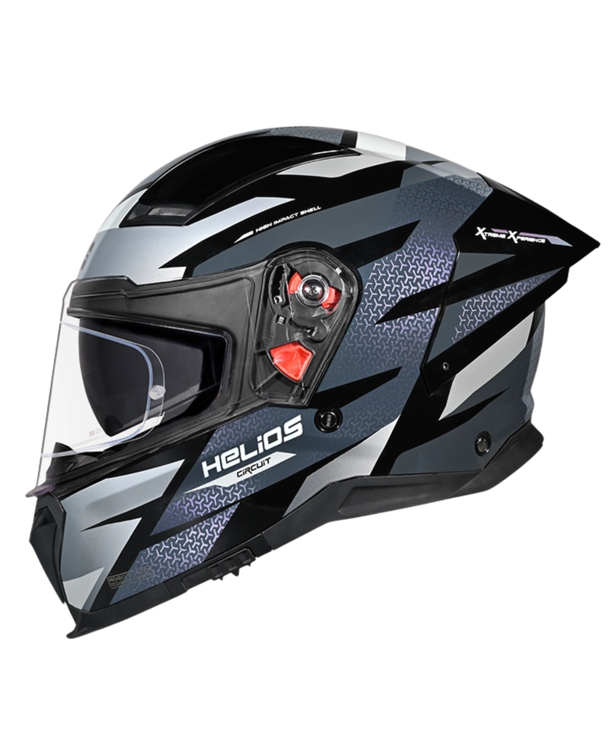 Studds Helios D2 Circuit Chameleon Decor Graphics Helmet - Gloss Black Grey N4 - Studds