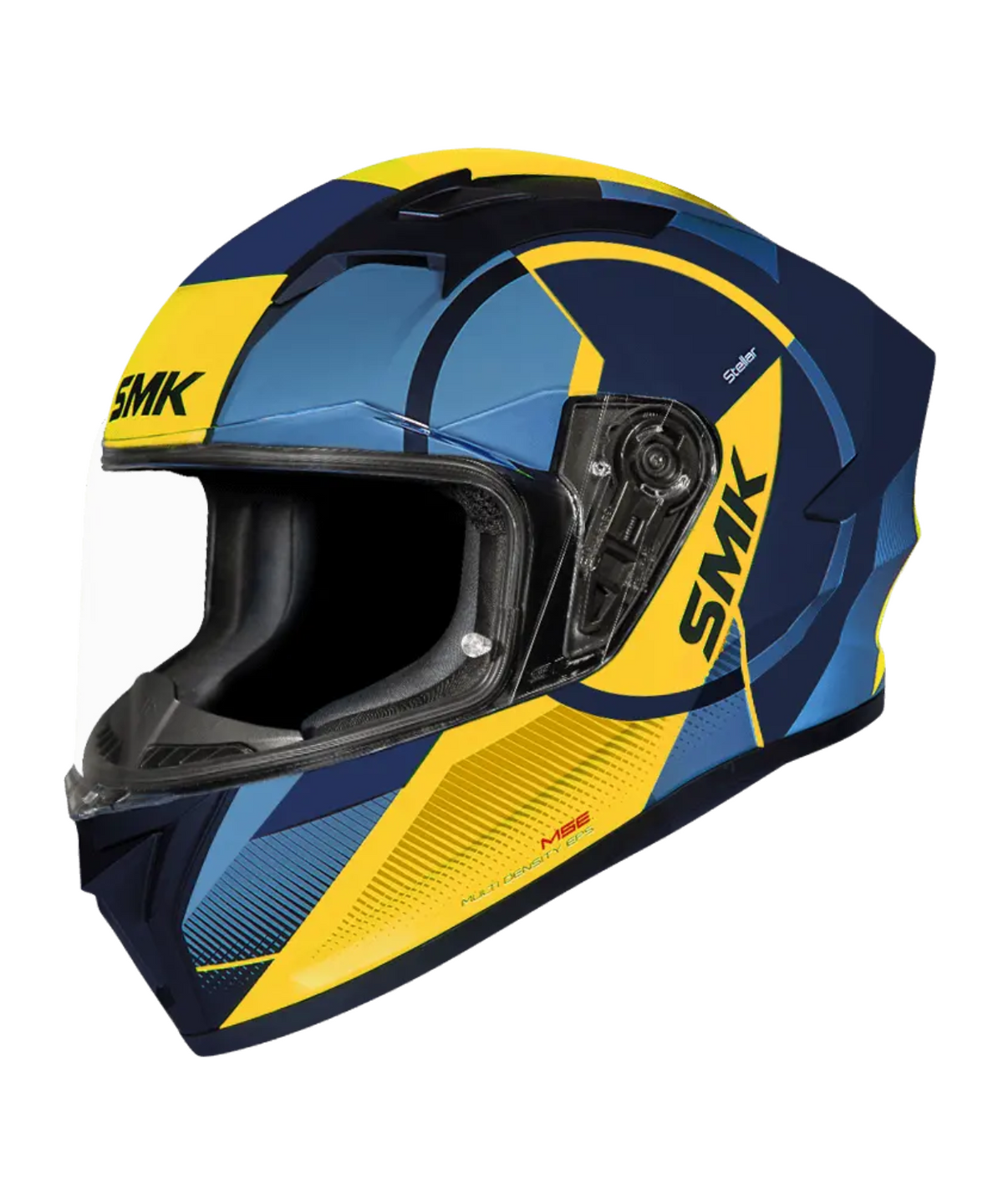 SMK Stellar Faro GRPS MA554 Full Face Helmet - Matt Yellow Blue - SMK