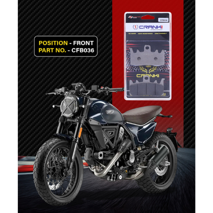Crank1 Carbon Brake Pads for Ducati Scrambler Nightshift / Full Throttle 800 (2023 onwards)