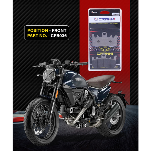 Crank1 Carbon Brake Pads for Ducati Scrambler Nightshift / Full Throttle 800 (2023 onwards)